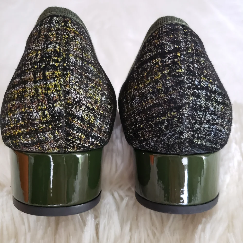 FERCA 81 Italian Genuine Leather Cap Toe Low Heel Green Tweed Pump--NEW--7.5 - Picture 11 of 16